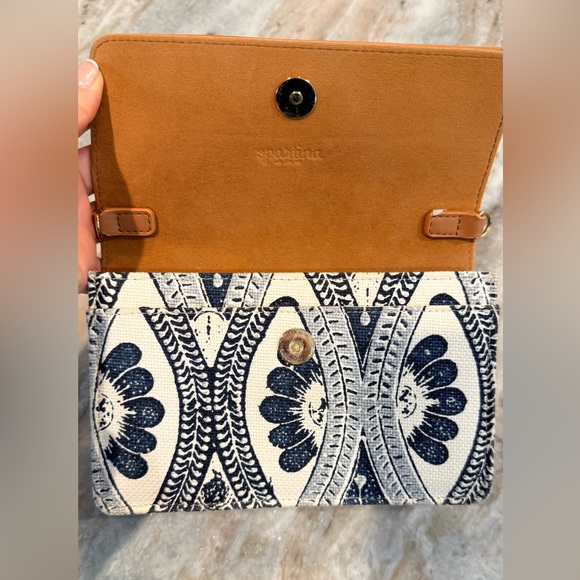 SPARTINA 449 navy blue and cream floral linen purse - Picture 2 of 10